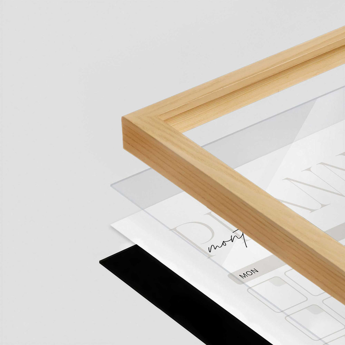 [Color:American Maple], Picture of art in a American Maple frame at an angle