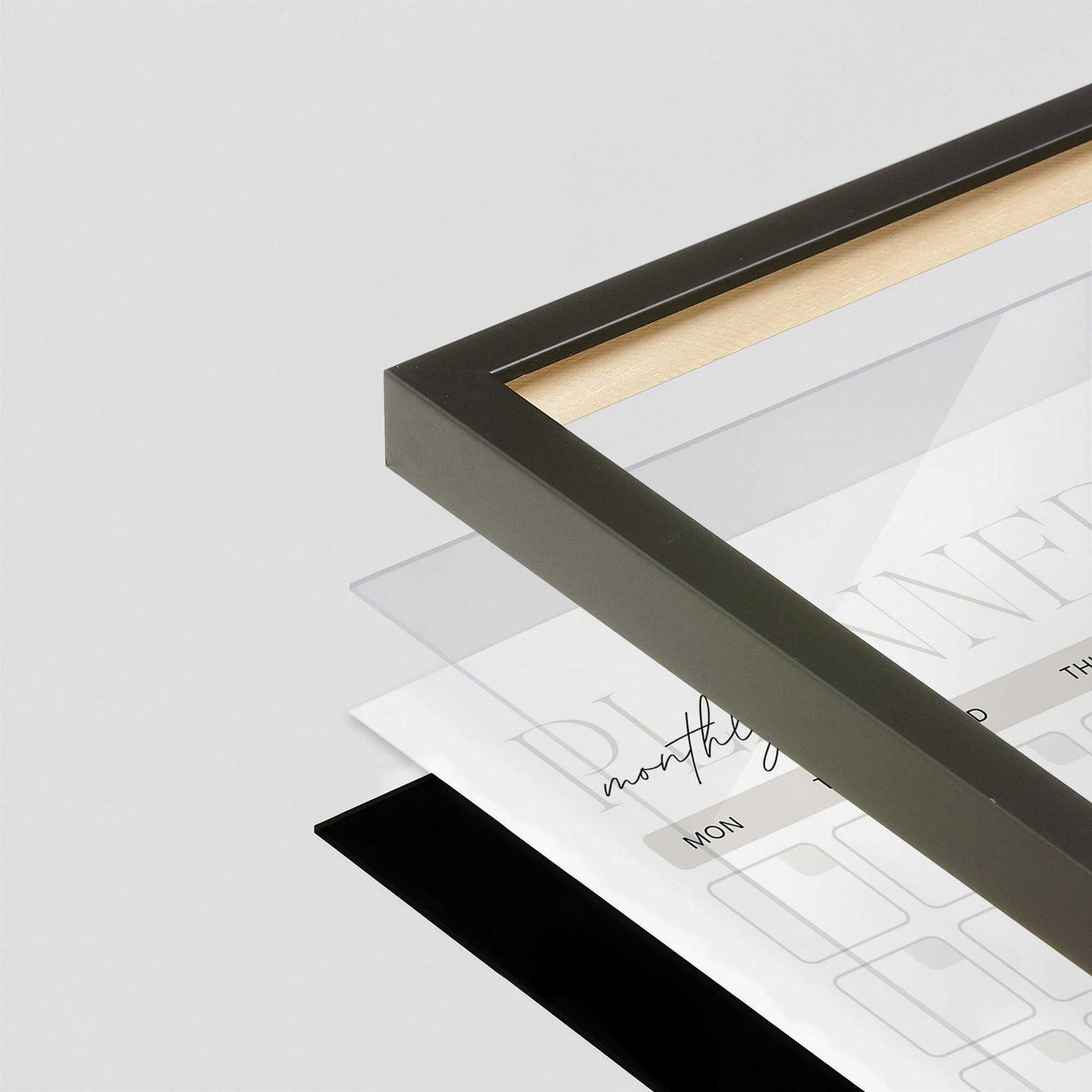 [Color:Satin Black], Picture of art in a Satin Black frame at an angle