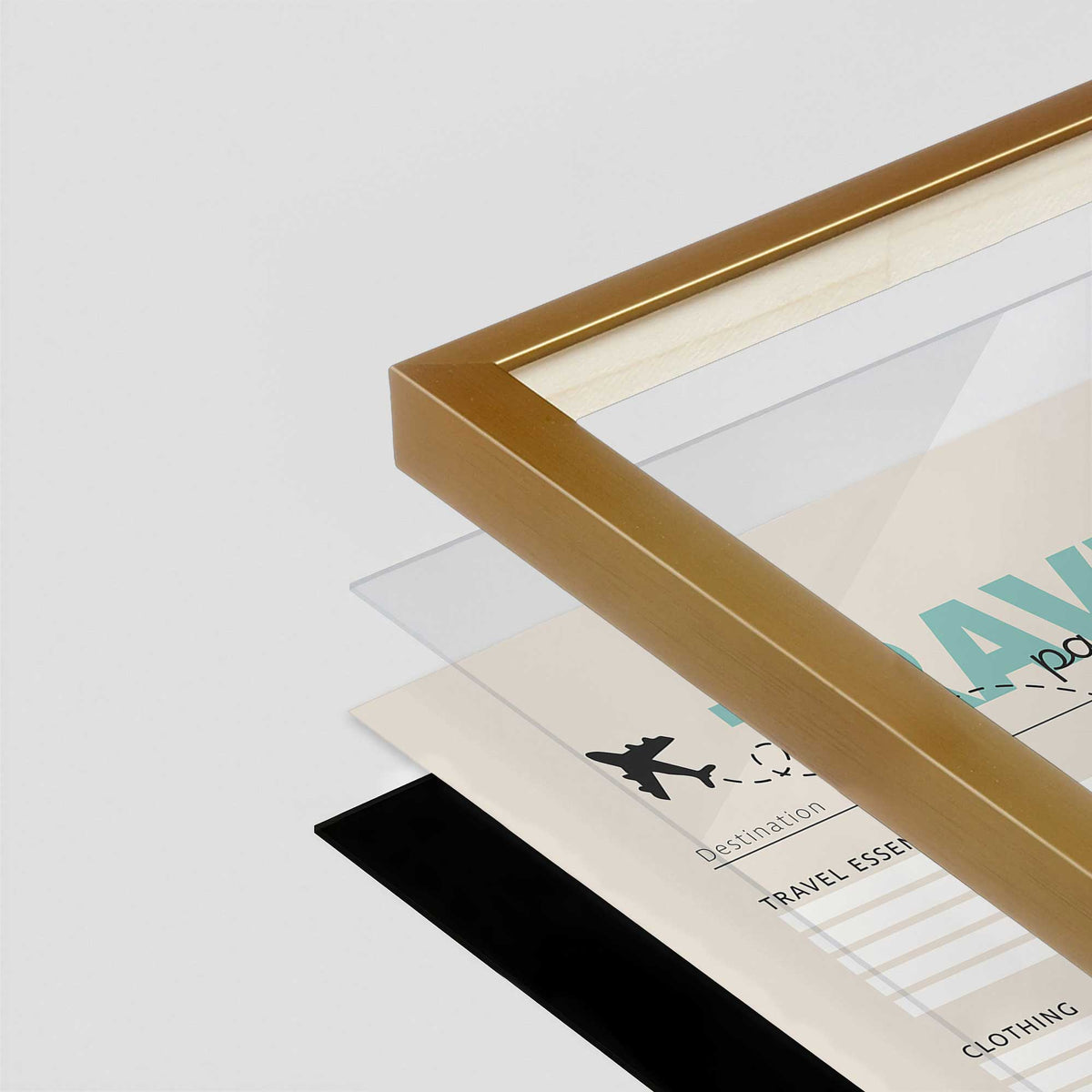 [Color:Polished Gold], Picture of art in a Polished Gold frame at an angle