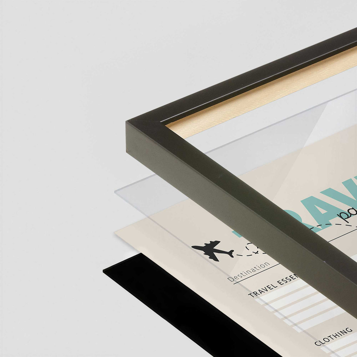 [Color:Satin Black], Picture of art in a Satin Black frame at an angle