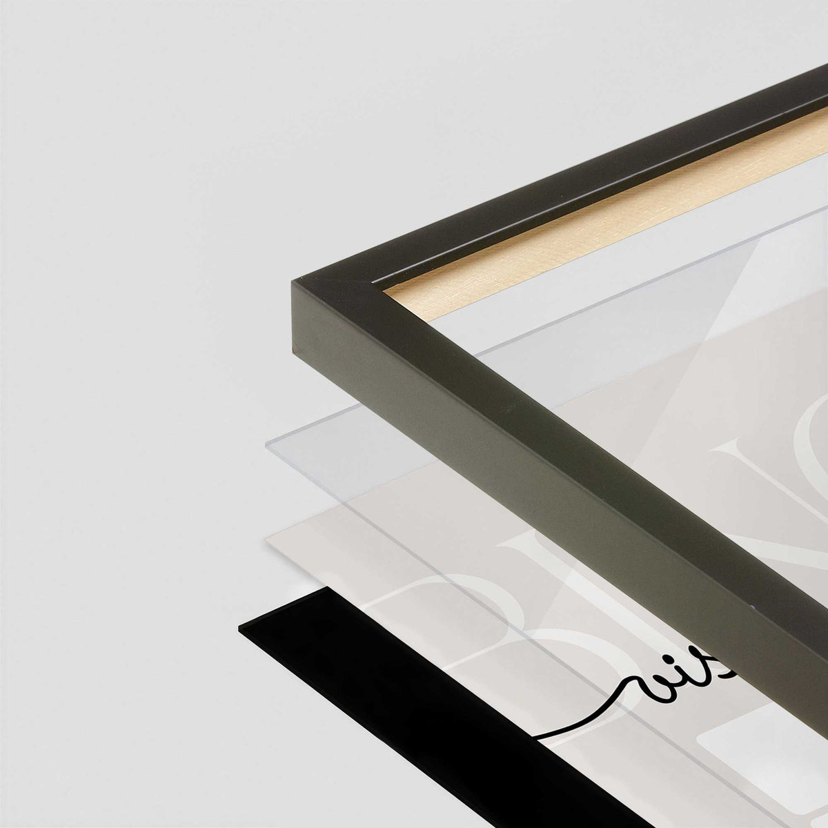 [Color:Satin Black], Picture of art in a Satin Black frame at an angle