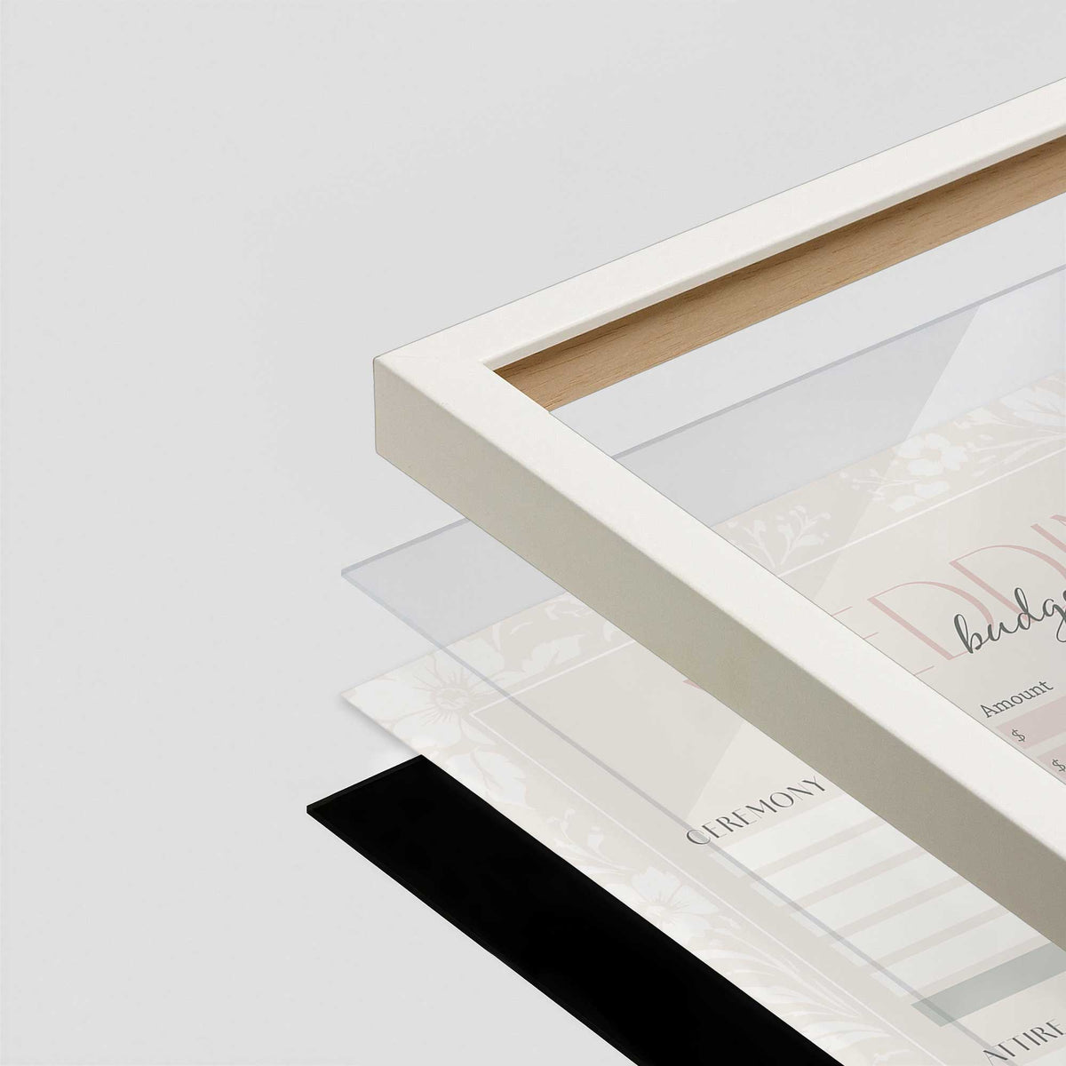 [Color:Opaque White], Picture of art in a Opaque White frame at an angle