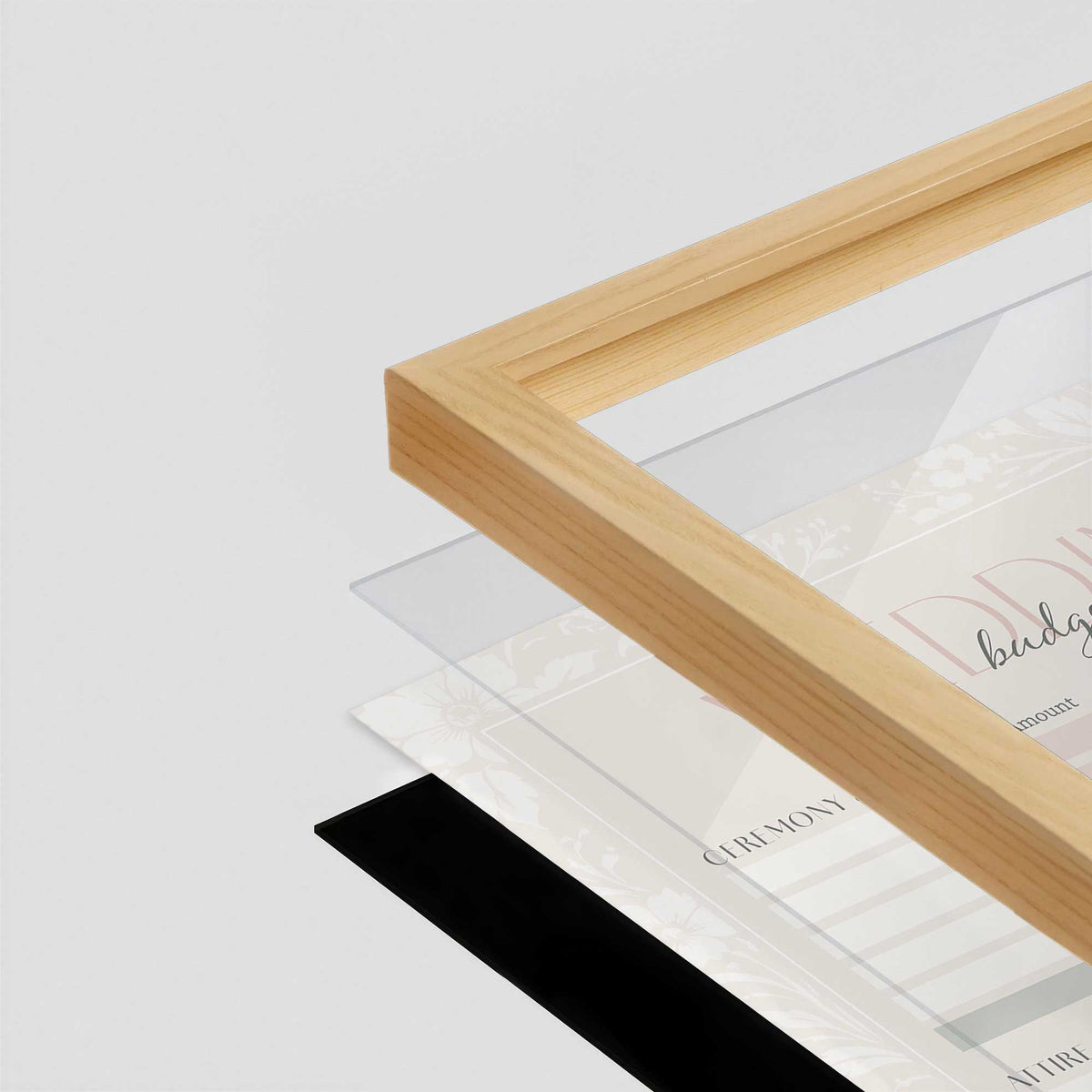 [Color:American Maple], Picture of art in a American Maple frame at an angle