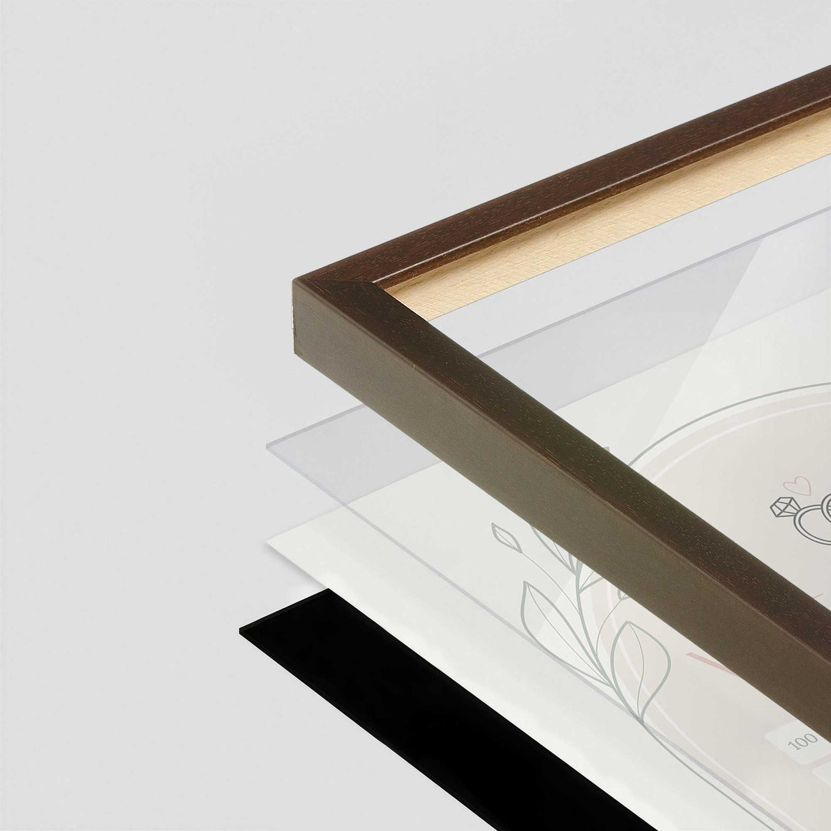 [Color:Belvinder Brown], Picture of art in a Belvinder Brown frame at an angle