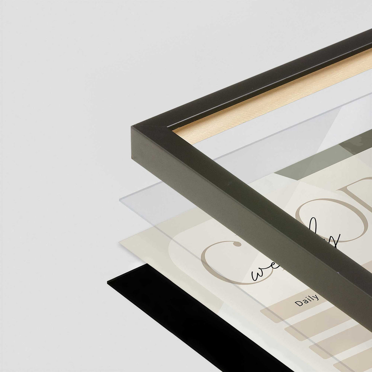 [Color:Satin Black], Picture of art in a Satin Black frame at an angle