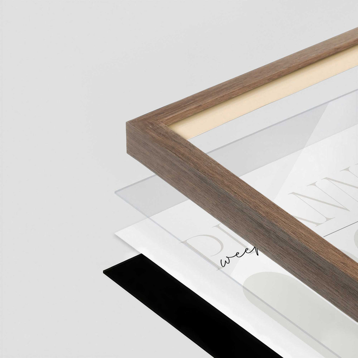 [Color:Walnut], Picture of art in a Walnut frame at an angle