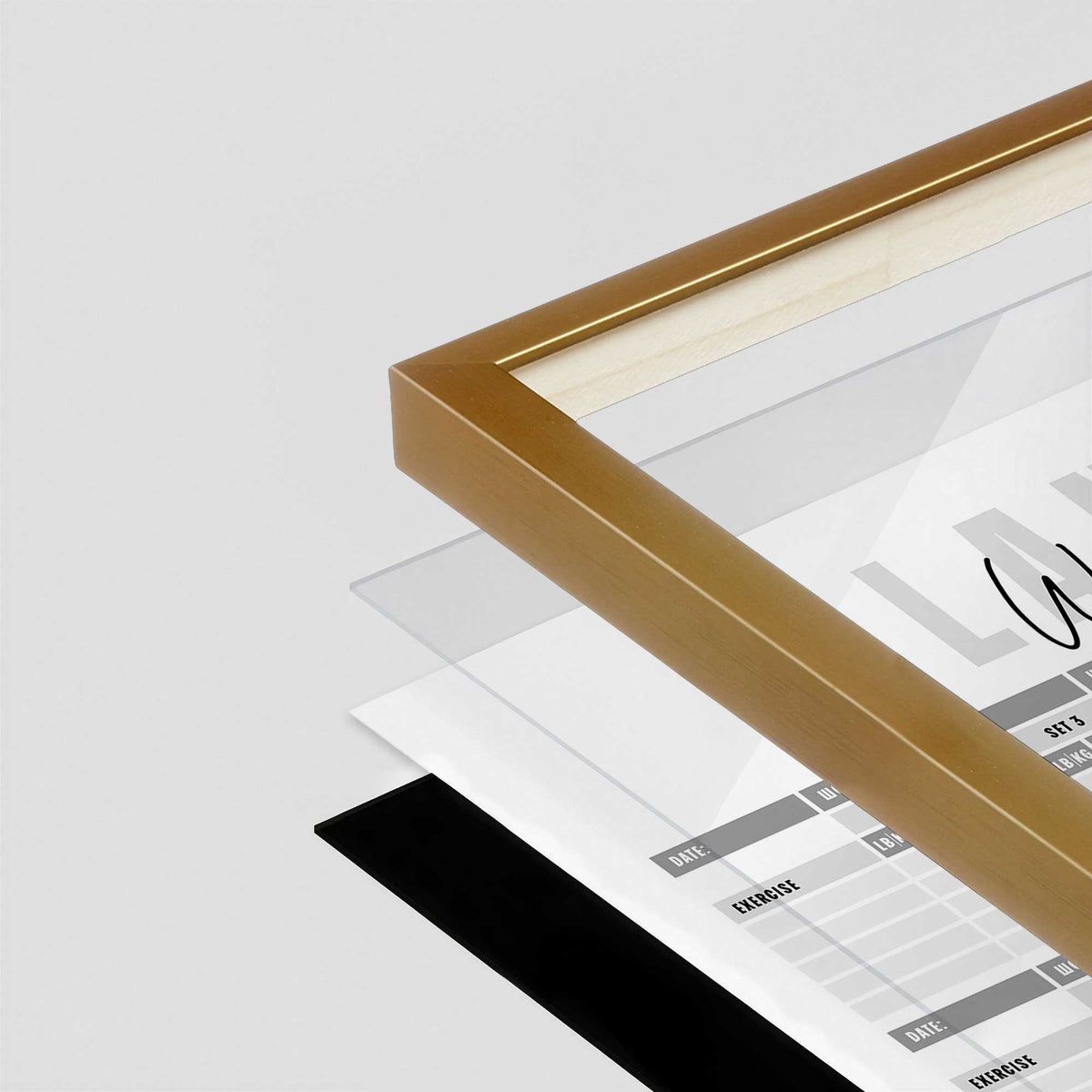 [Color:Polished Gold], Picture of art in a Polished Gold frame at an angle