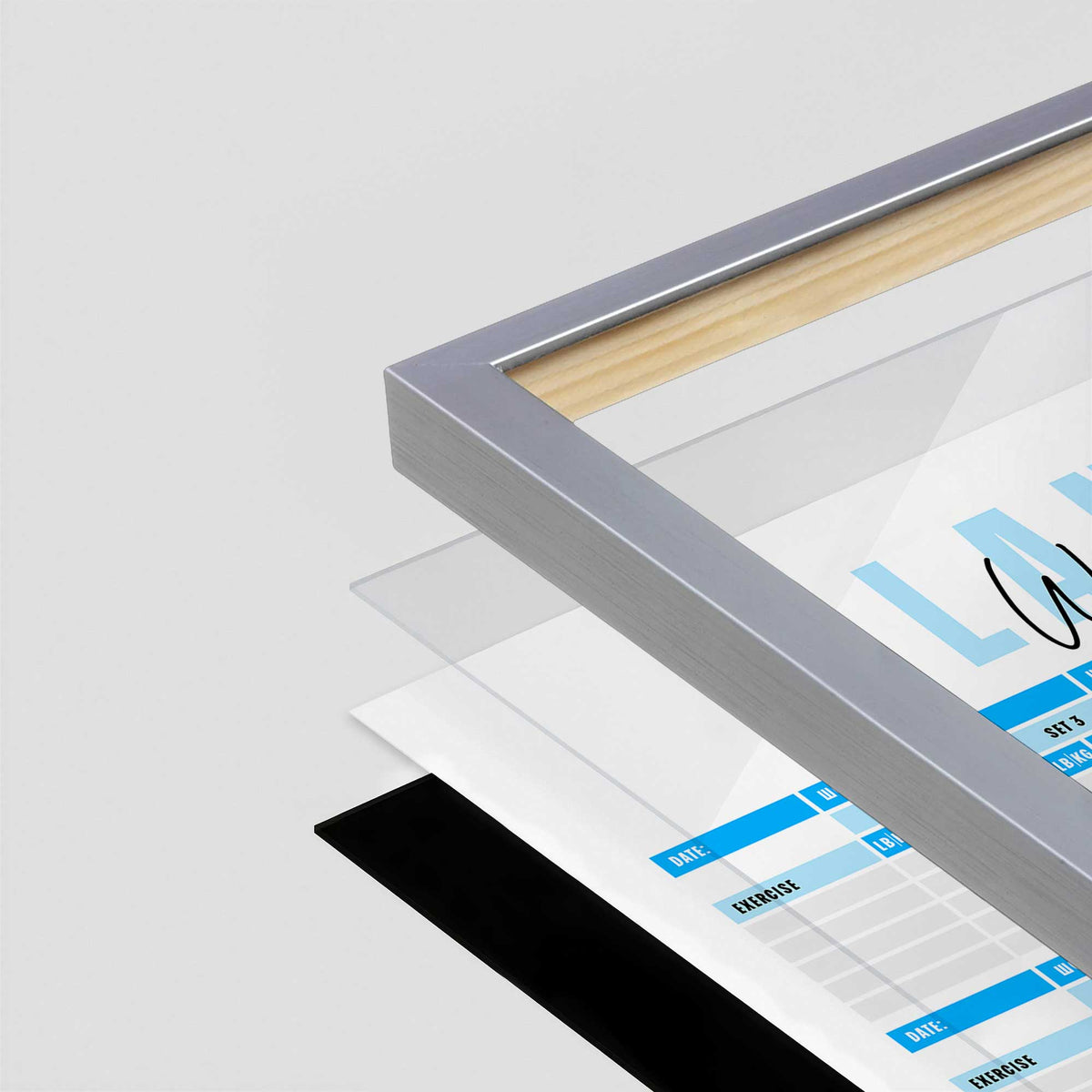 [Color:Polished Chrome], Picture of art in a Polished Chrome frame at an angle