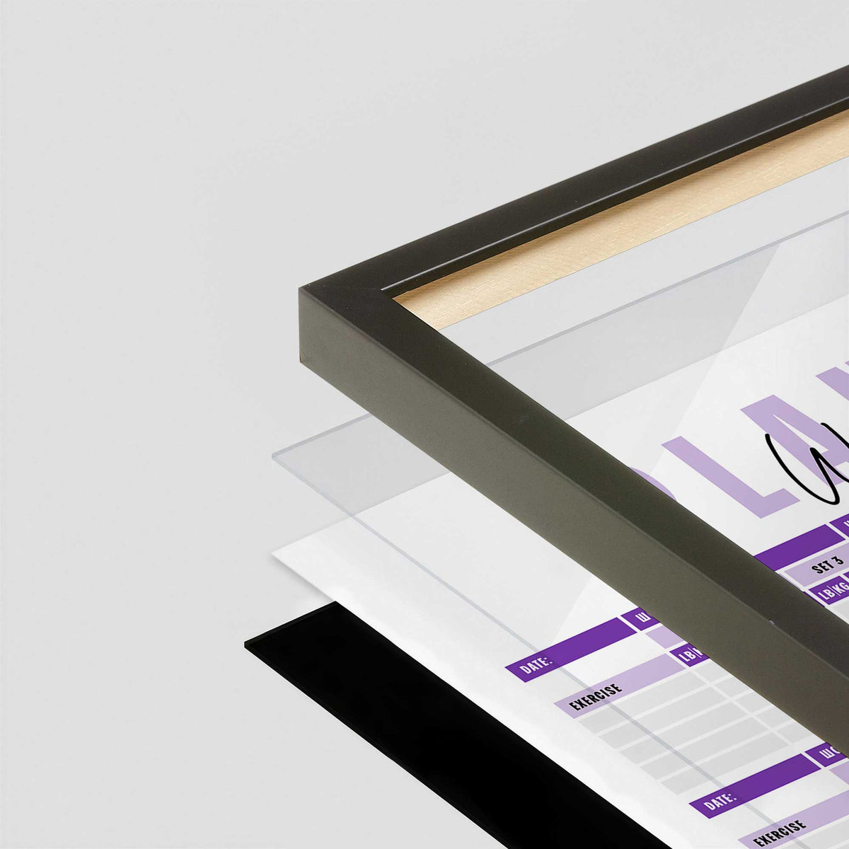 [Color:Satin Black], Picture of art in a Satin Black frame at an angle
