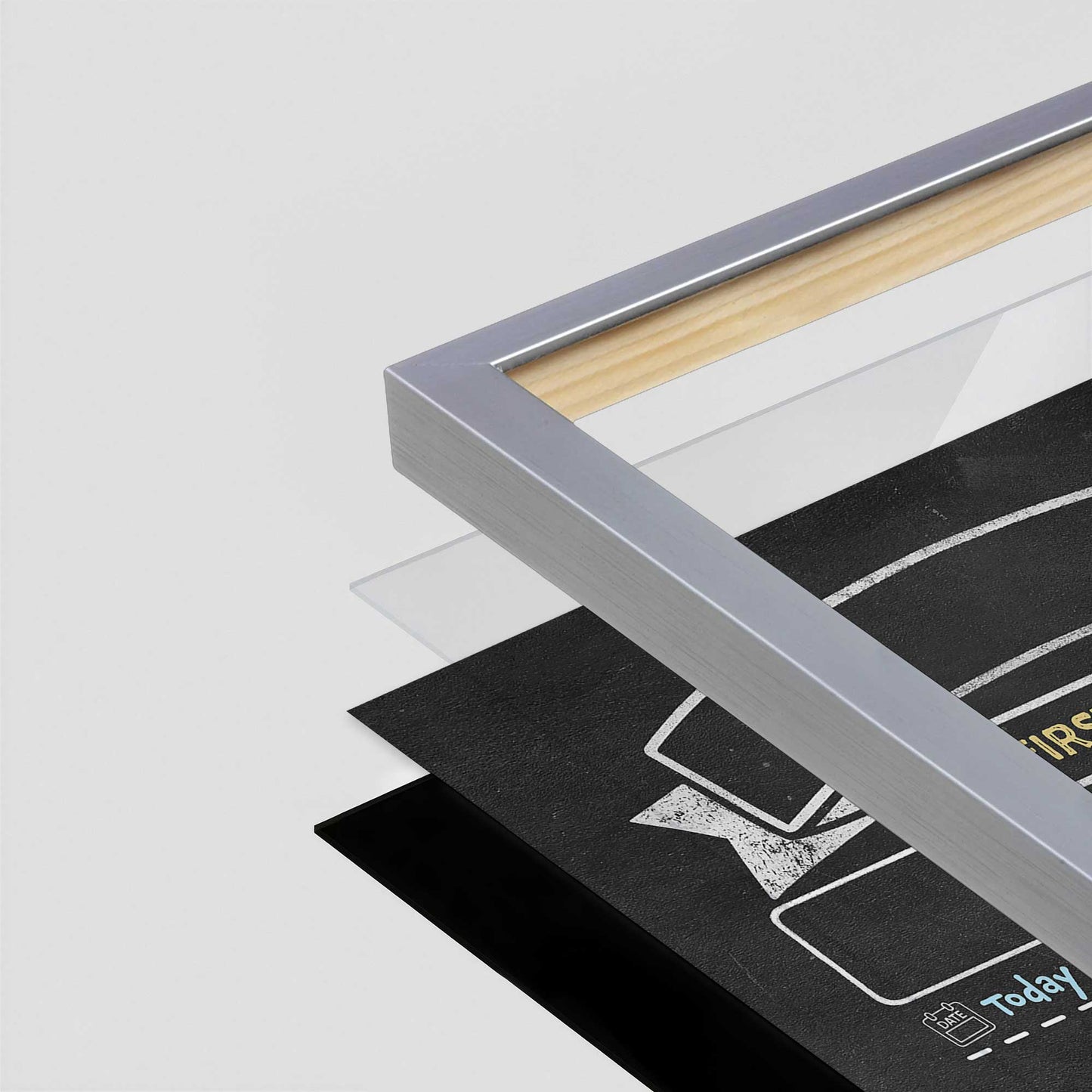 [Color:Polished Chrome], Picture of art in a Polished Chrome frame of the corner