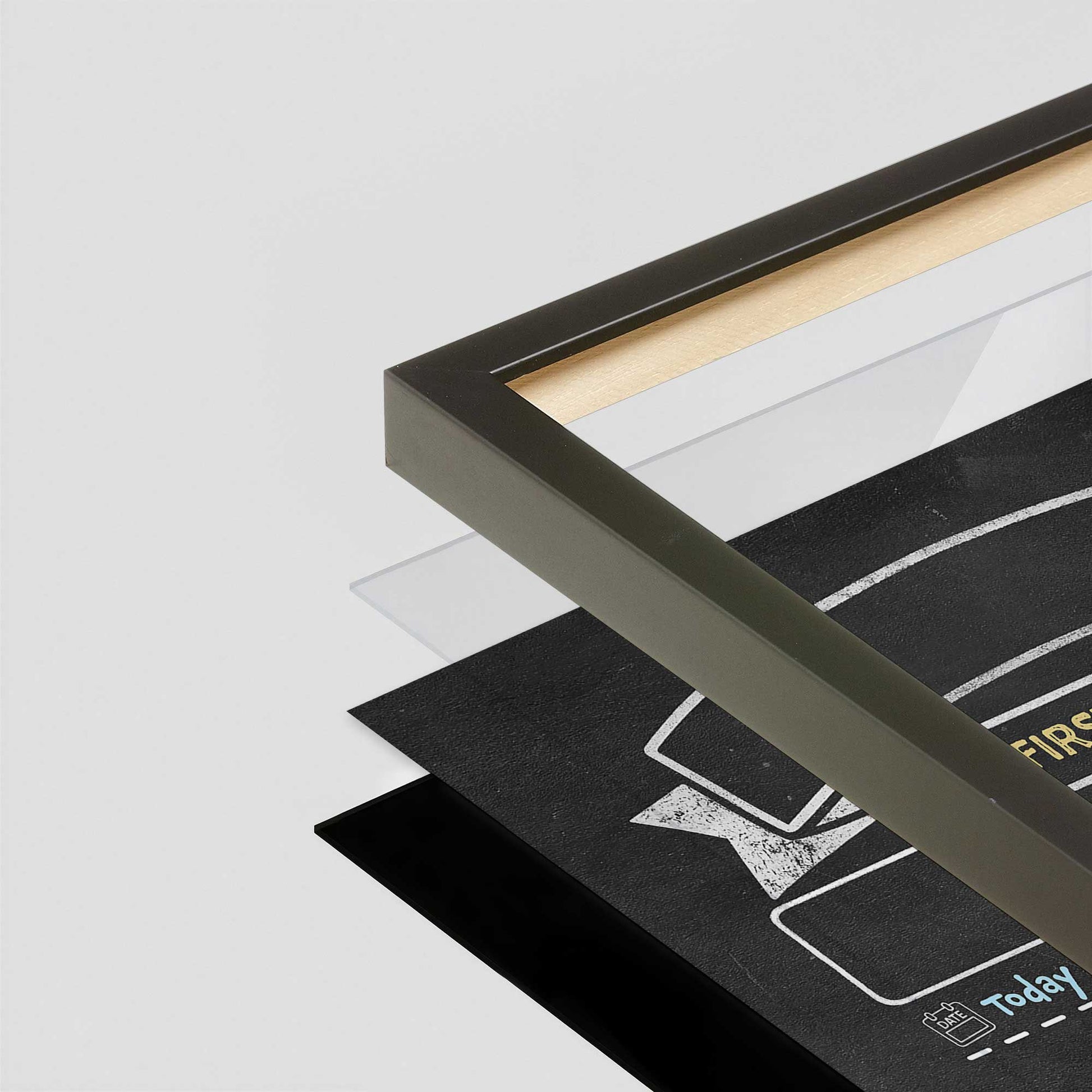 [Color:Satin Black], Picture of art in a Satin Black frame of the corner