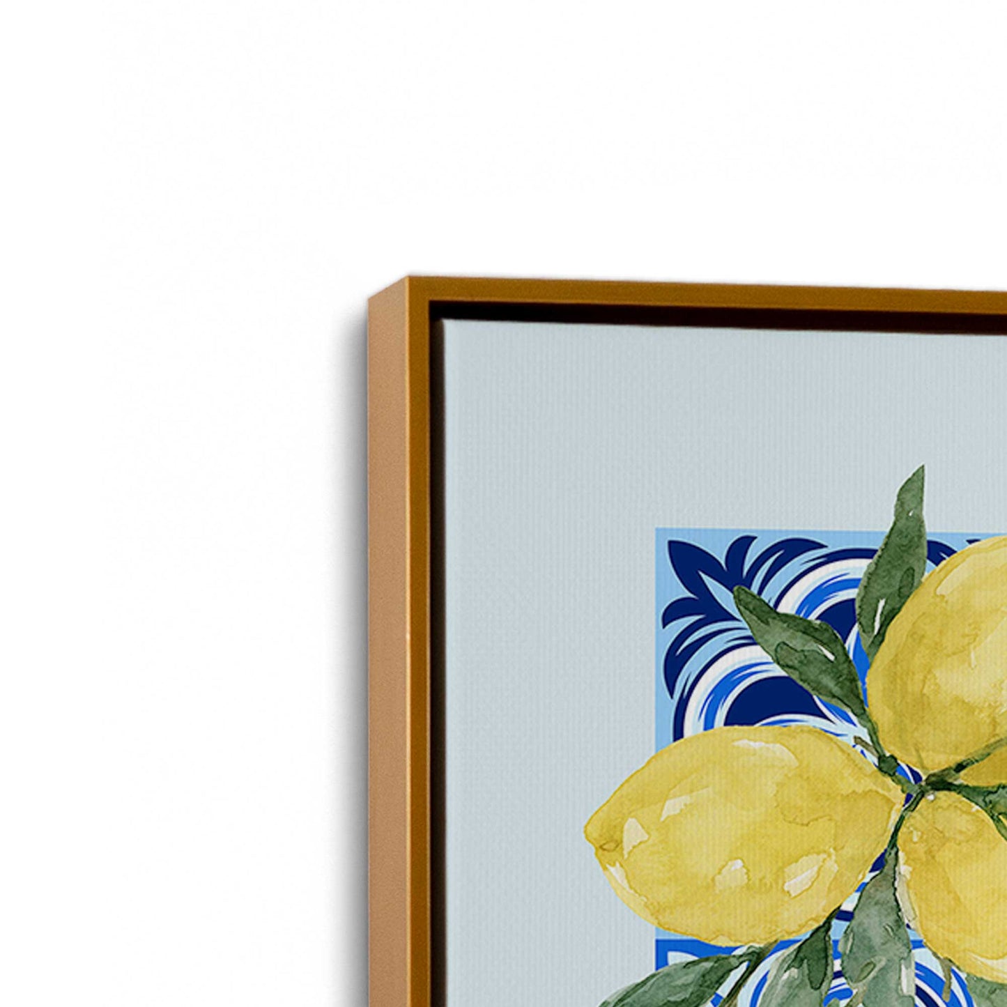 [Color:Polished Gold], Picture of art in a Polished Gold frame at an angle
