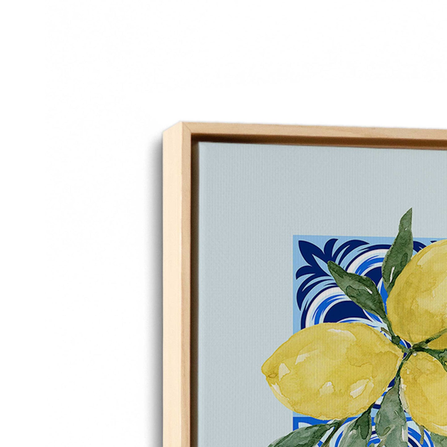 [Color:American Maple], Picture of art in a American Maple frame at an angle