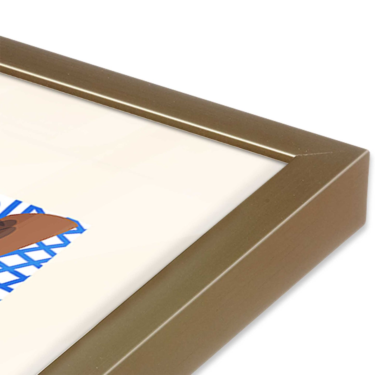 [Color:Brushed Gold], Picture of art in a Brushed Gold frame at an angle
