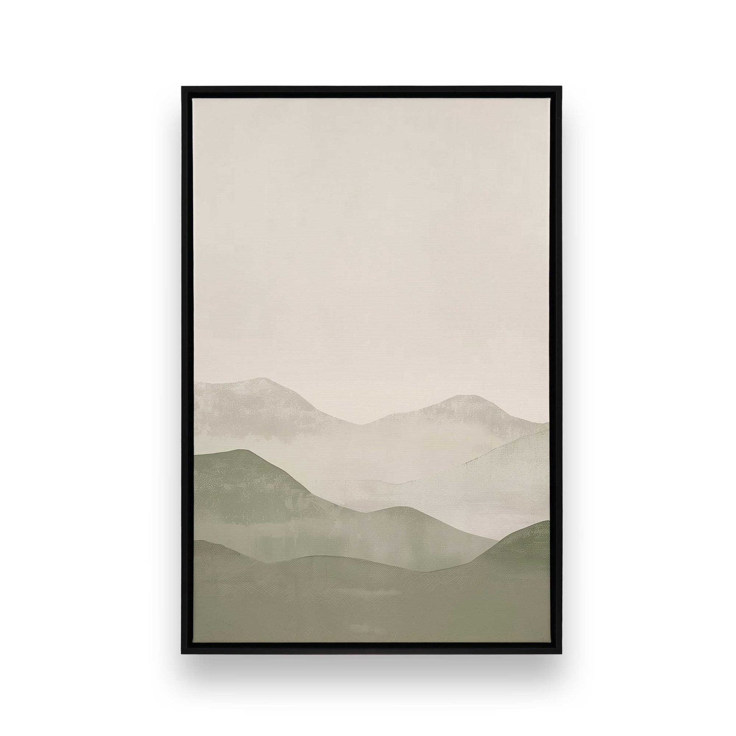 Muted Green Mountain Landscape in Soft Neutrals - Set of 3 Prints on Canvas