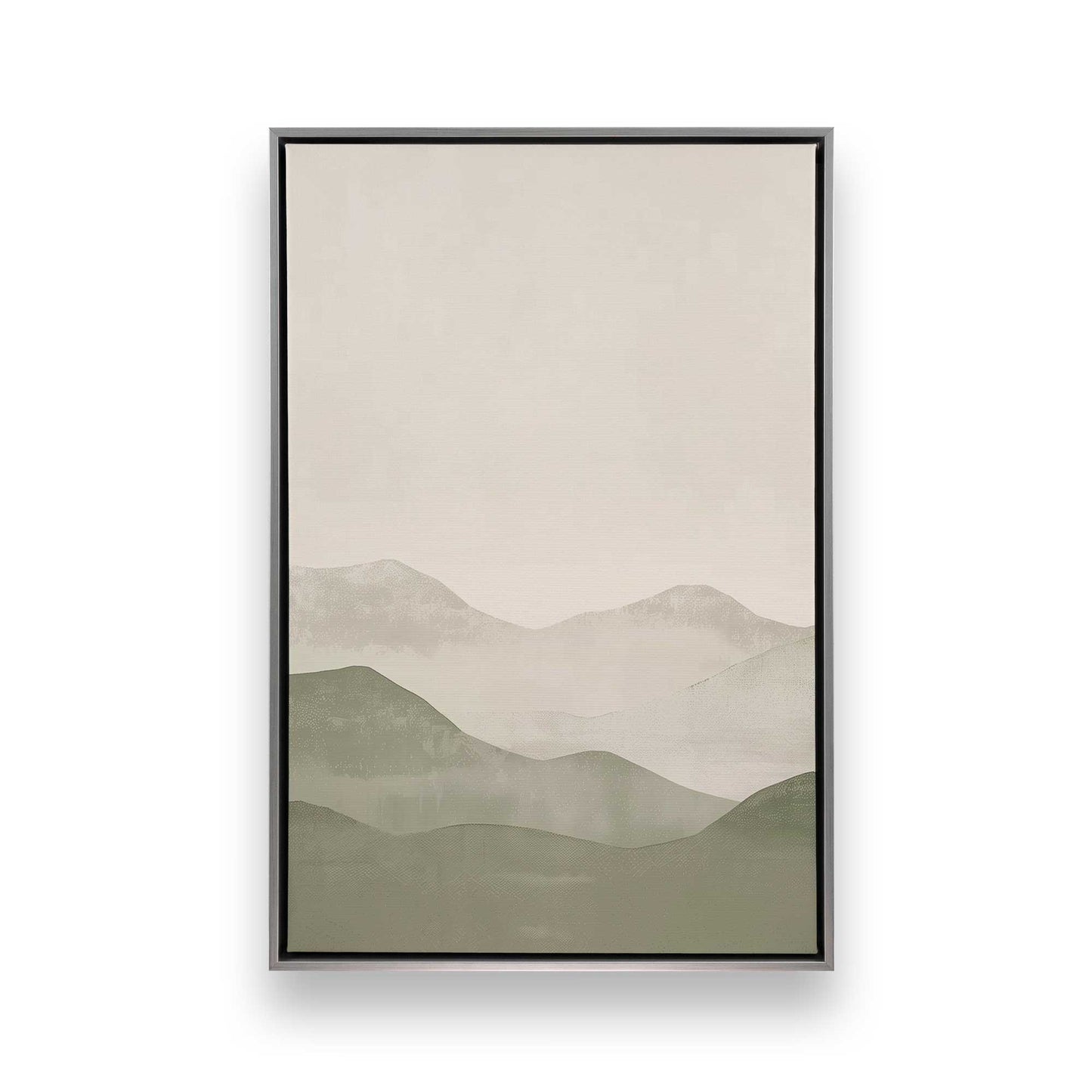 Muted Green Mountain Landscape in Soft Neutrals - Set of 3 Prints on Canvas