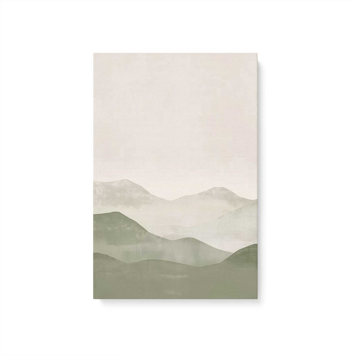 Muted Green Mountain Landscape in Soft Neutrals - Set of 3 Prints on Canvas