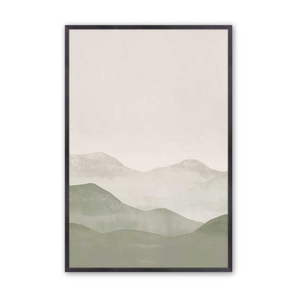 Muted Green Mountain Landscape in Soft Neutrals - Set of 3 Prints