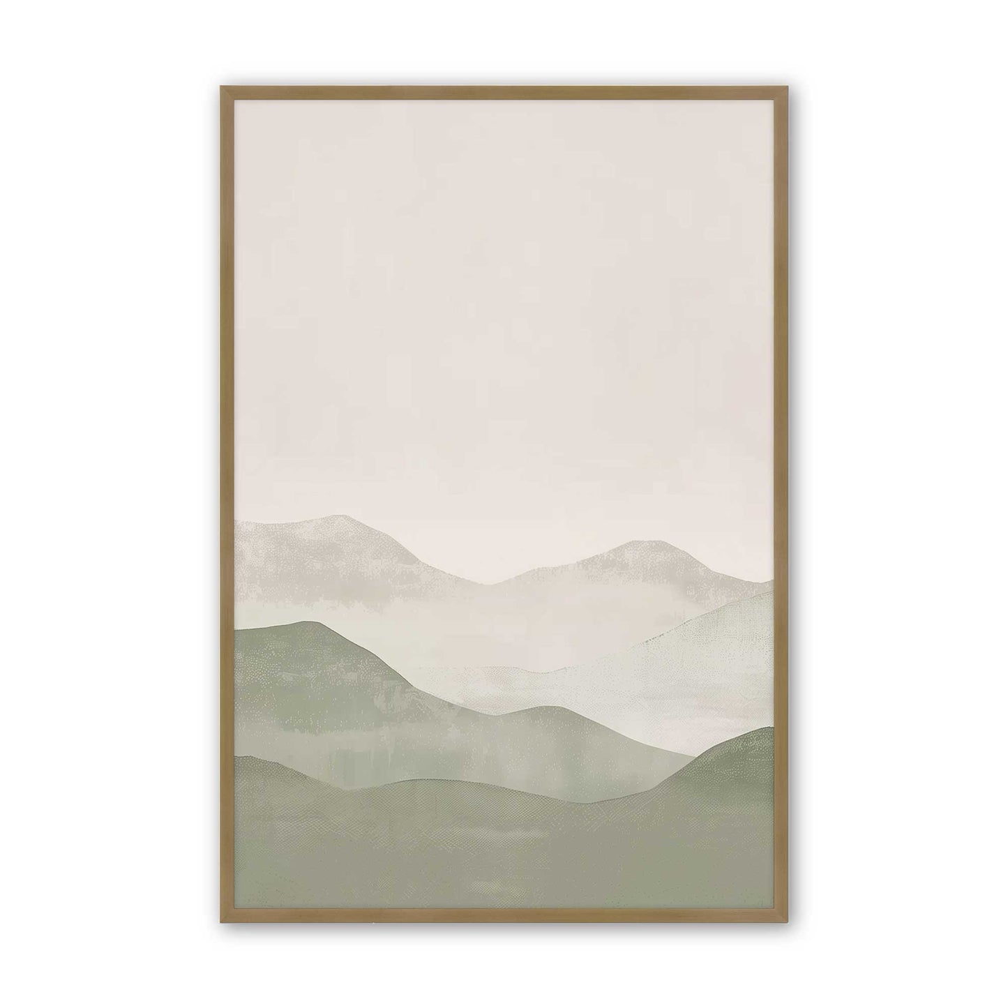 Muted Green Mountain Landscape in Soft Neutrals - Set of 3 Prints