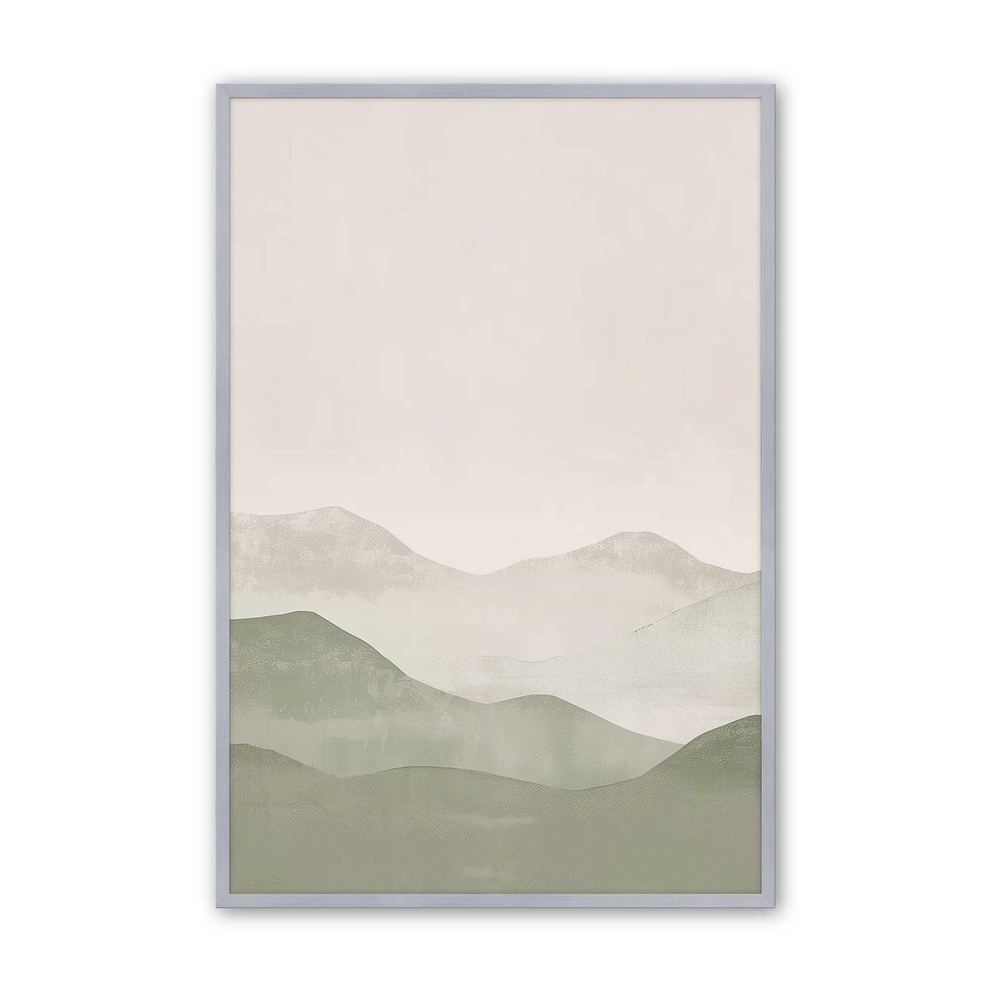 Muted Green Mountain Landscape in Soft Neutrals - Set of 3 Prints
