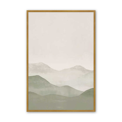 Muted Green Mountain Landscape in Soft Neutrals - Set of 3 Prints