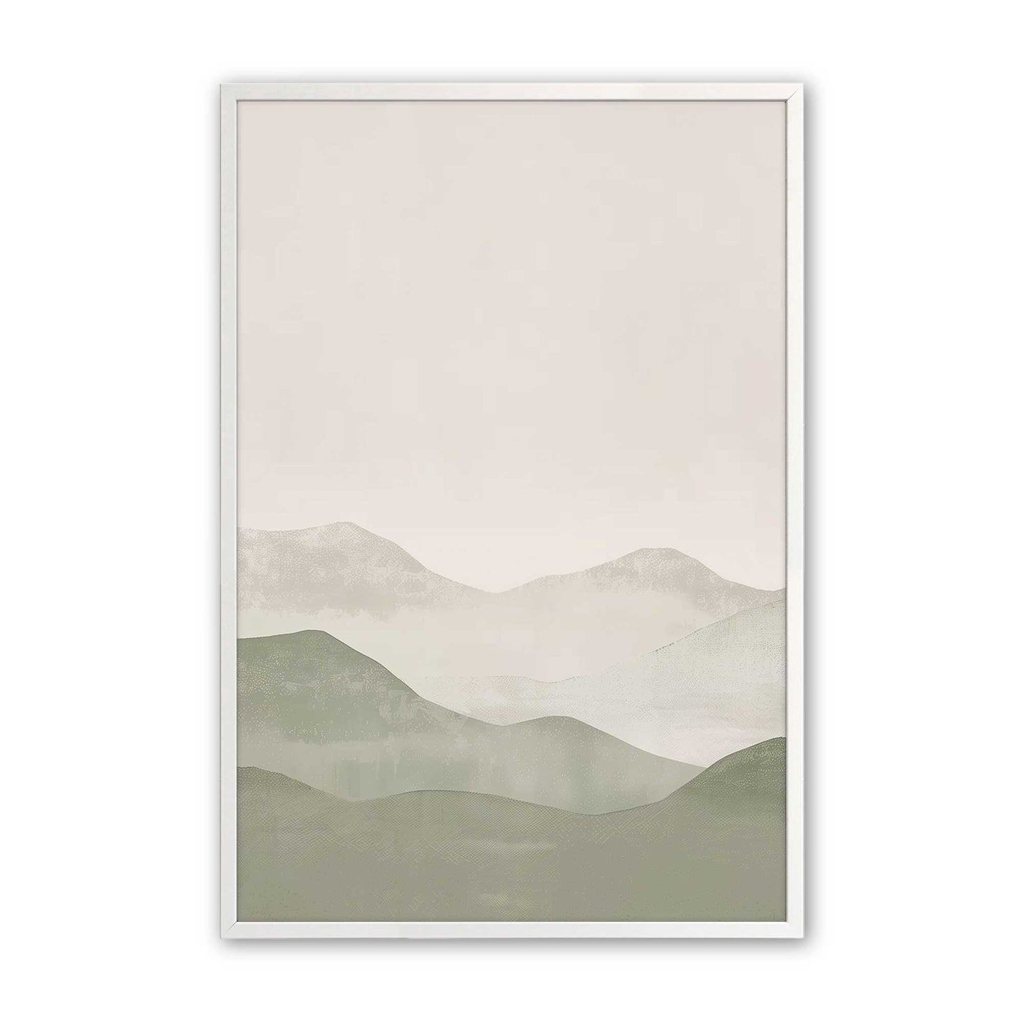 Muted Green Mountain Landscape in Soft Neutrals - Set of 3 Prints