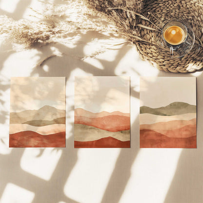 Earthy Desert Hills in Warm Terracotta Tones - Set of 3 Prints