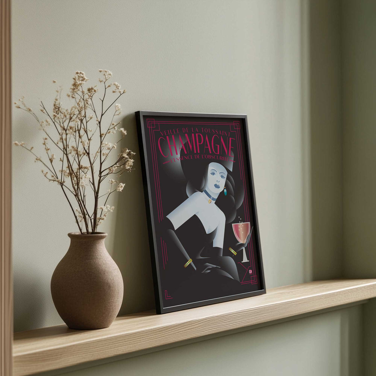 [Color:Walnut], Picture of art in a Walnut frame at an angle