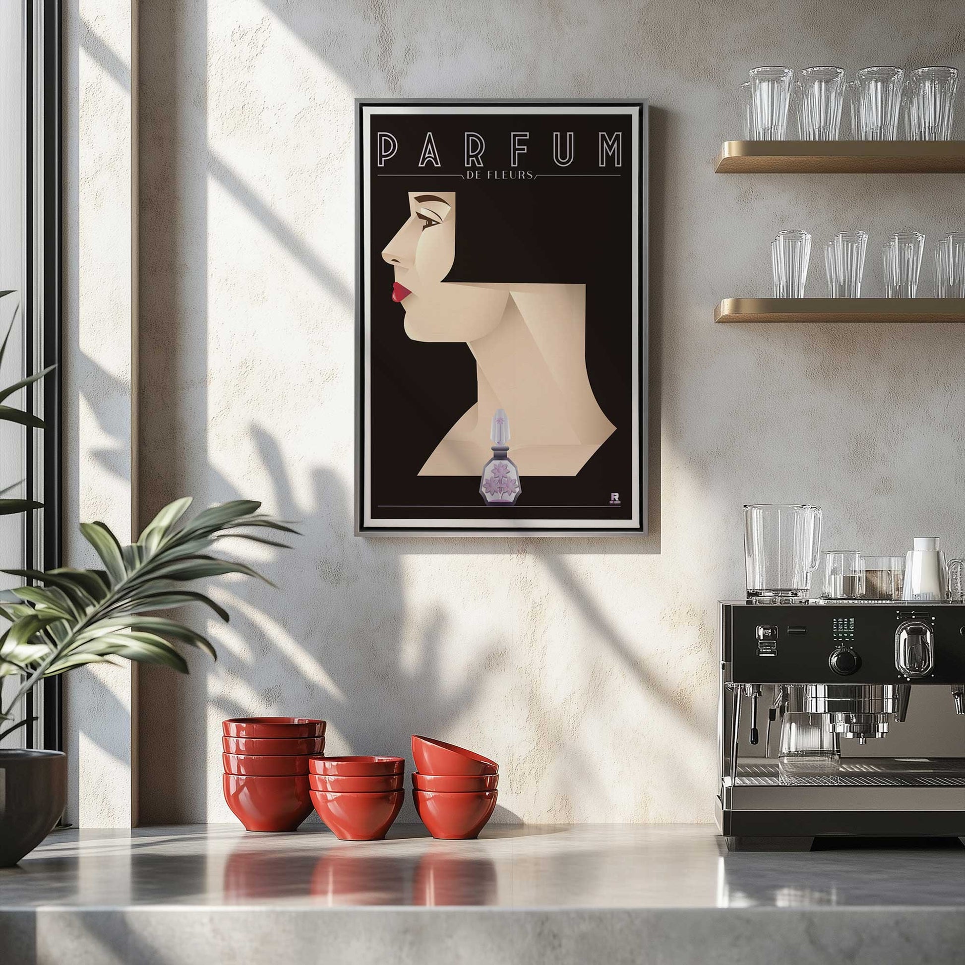 [Color:Espresso], Picture of art in a Espresso frame at an angle