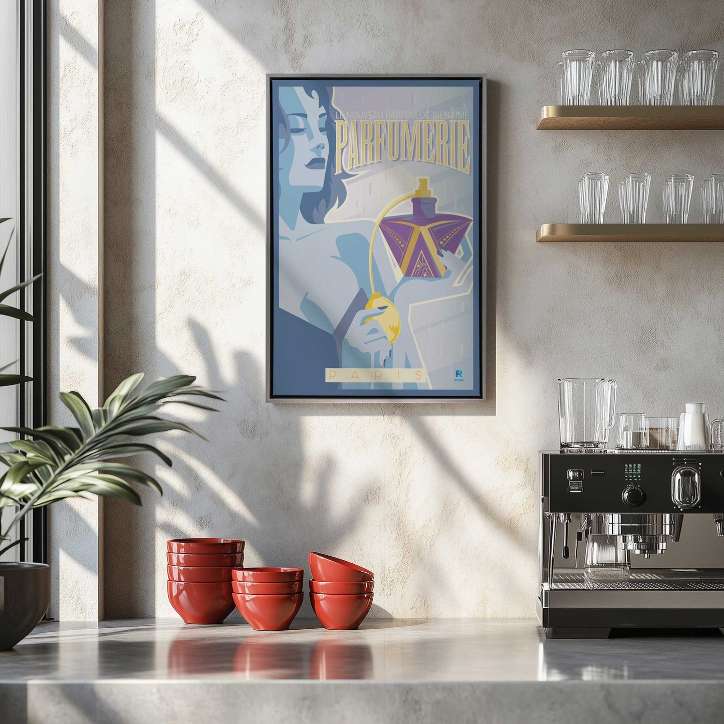 [Color:Satin Black], Picture of art in a Satin Black frame at an angle