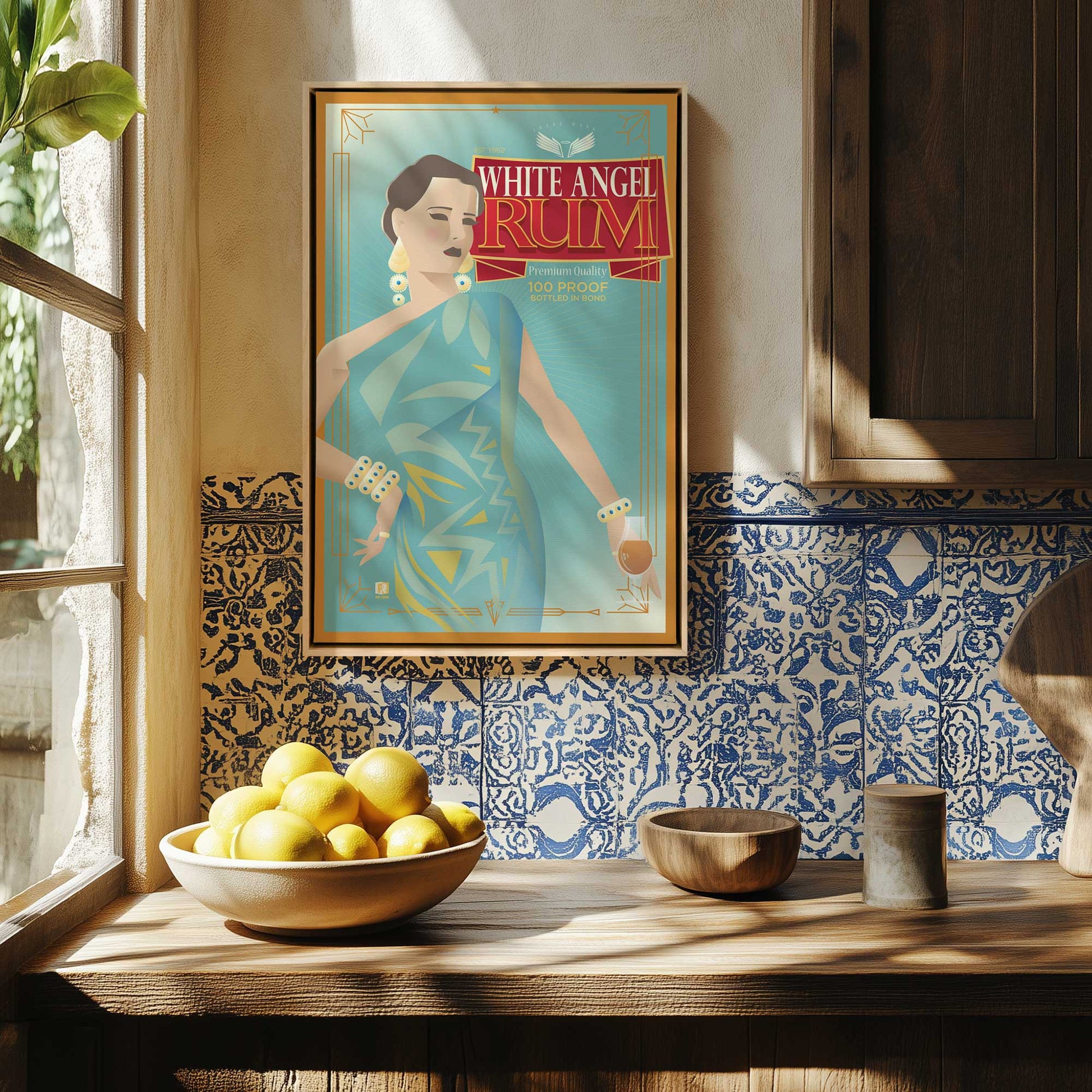 [Color:Walnut], Picture of art in a Walnut frame at an angle