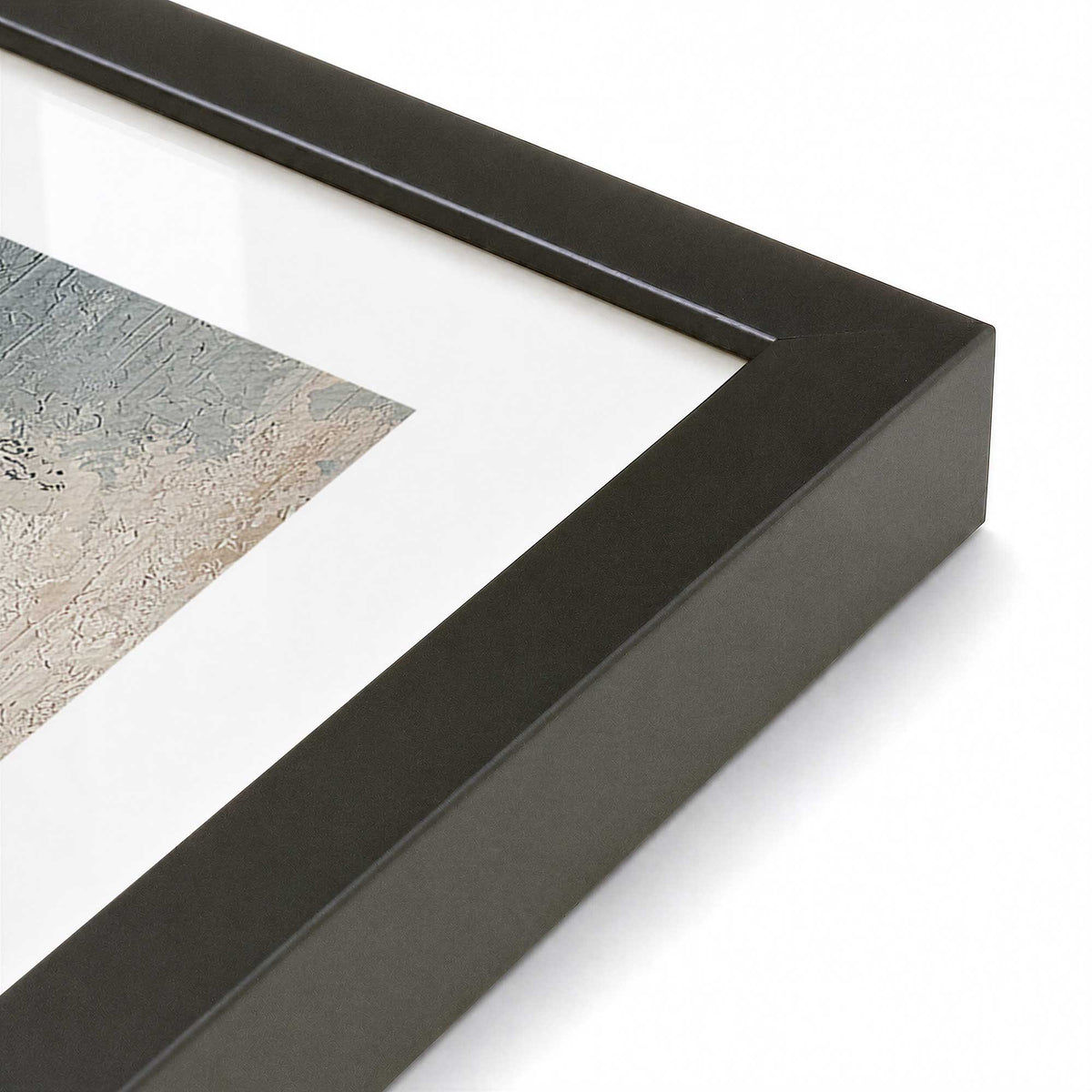 [Color:Satin Black], Picture of art in a Satin Black frame at an angle