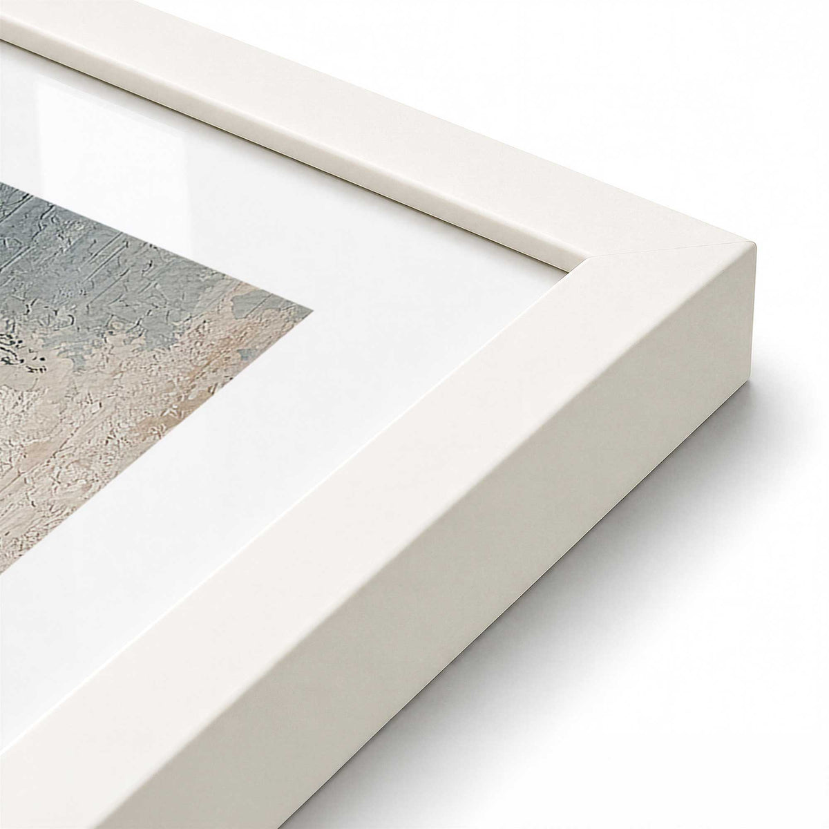 [Color:Opaque White], Picture of art in a Opaque White frame at an angle