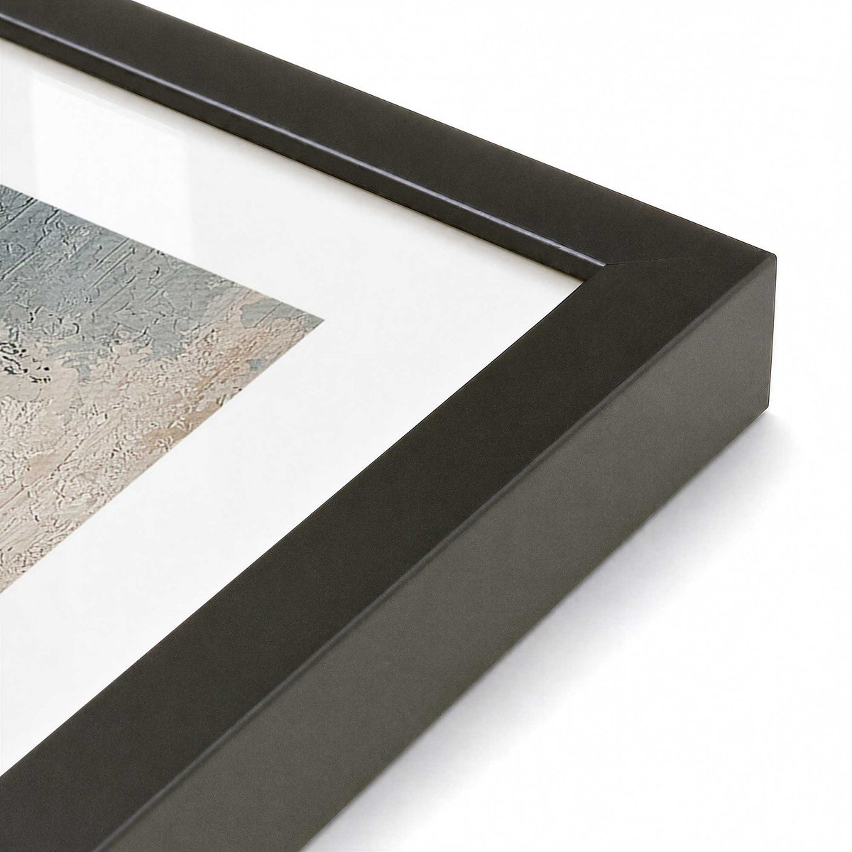 [Color:Satin Black], Picture of art in a Satin Black frame of the corner