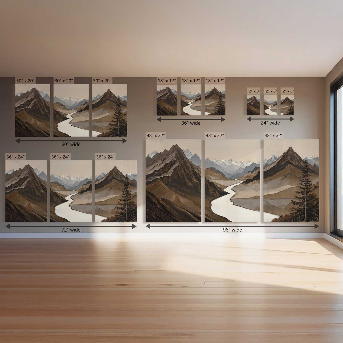 Mountain Layers, Set of 3 Canvas Prints