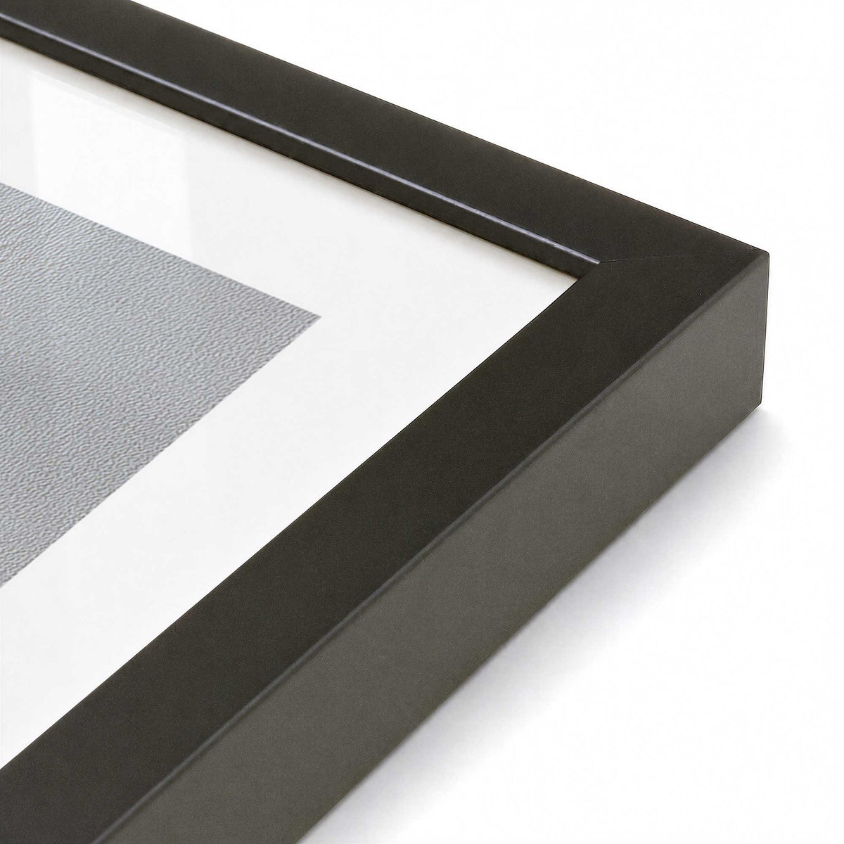 [Color:Satin Black], Picture of art in a Satin Black frame of the corner