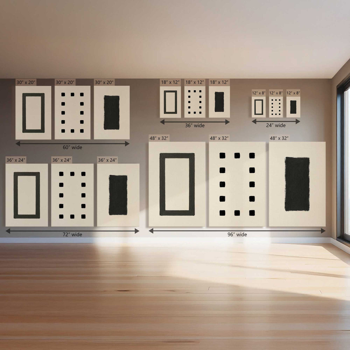 The Black Outline, Set of 3 Canvas Prints