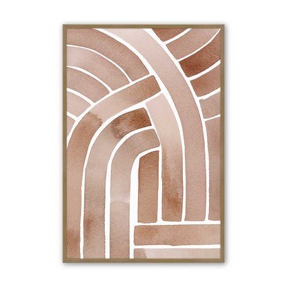 Brown Abstract Paths Art Print, Set of 2