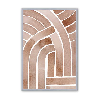 Brown Abstract Paths Art Print, Set of 2