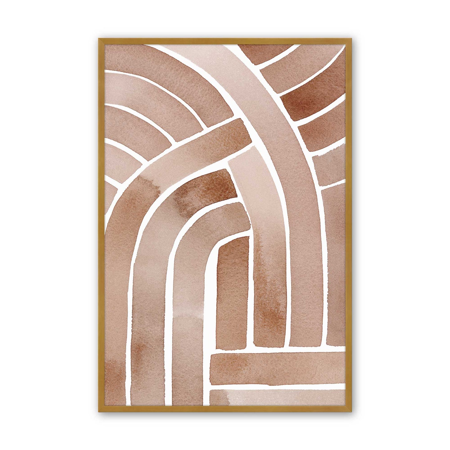 Brown Abstract Paths Art Print, Set of 2