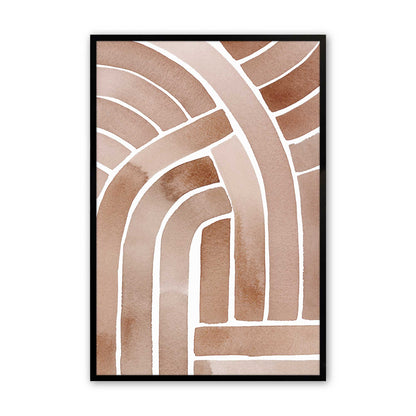 Brown Abstract Paths Art Print, Set of 2