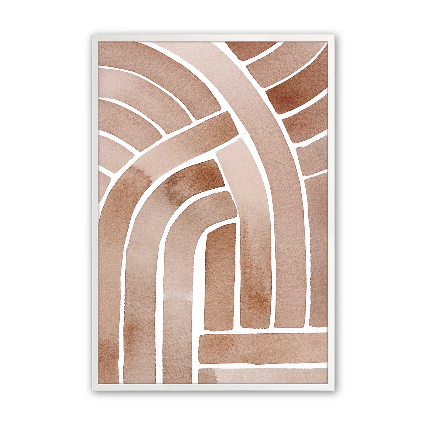 Brown Abstract Paths Art Print, Set of 2