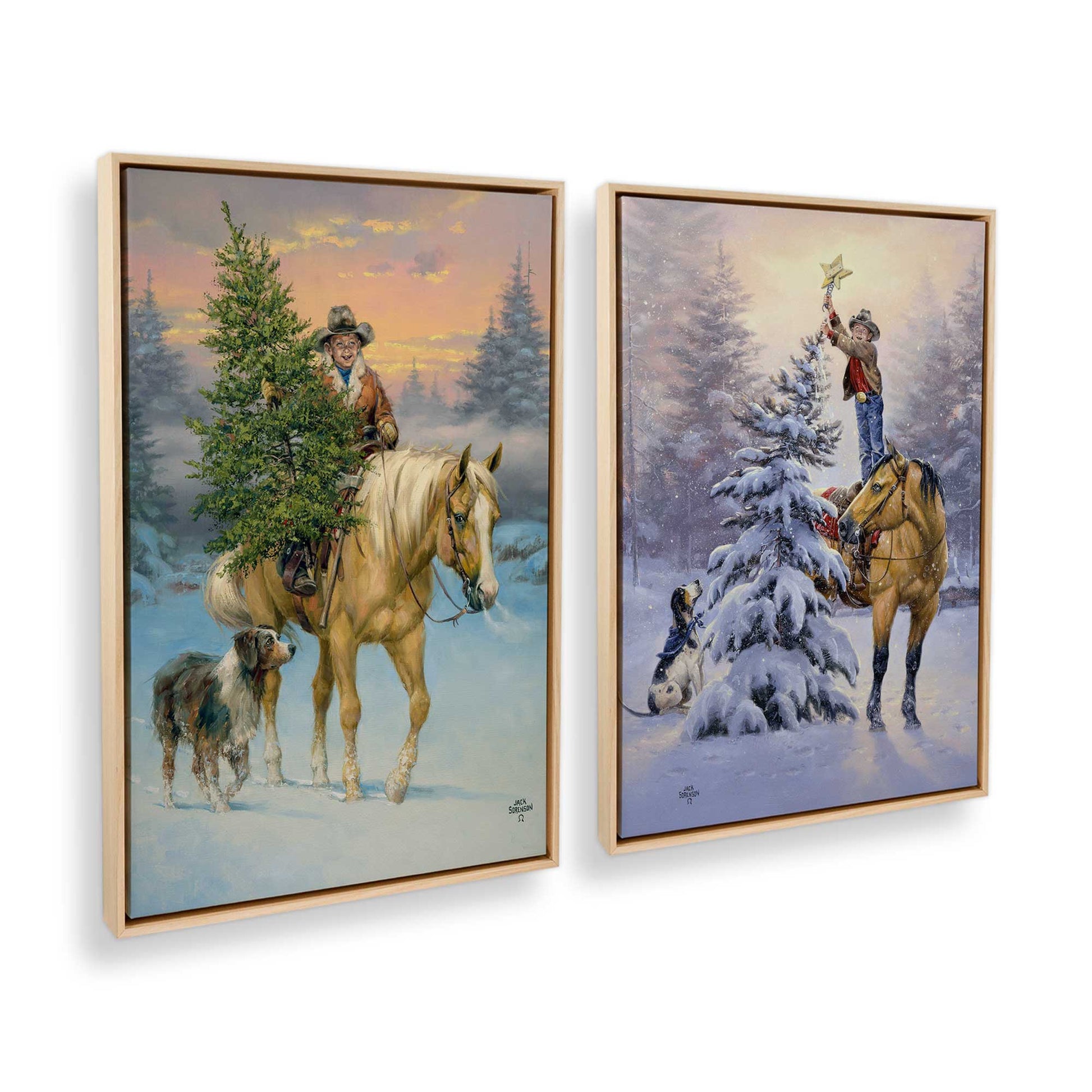[Color:American Maple], Picture of art in a American Maple frame at an angle