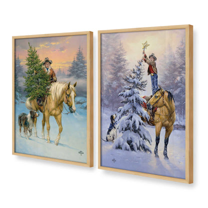 [Color:American Maple], Picture of art in a American Maple frame at an angle
