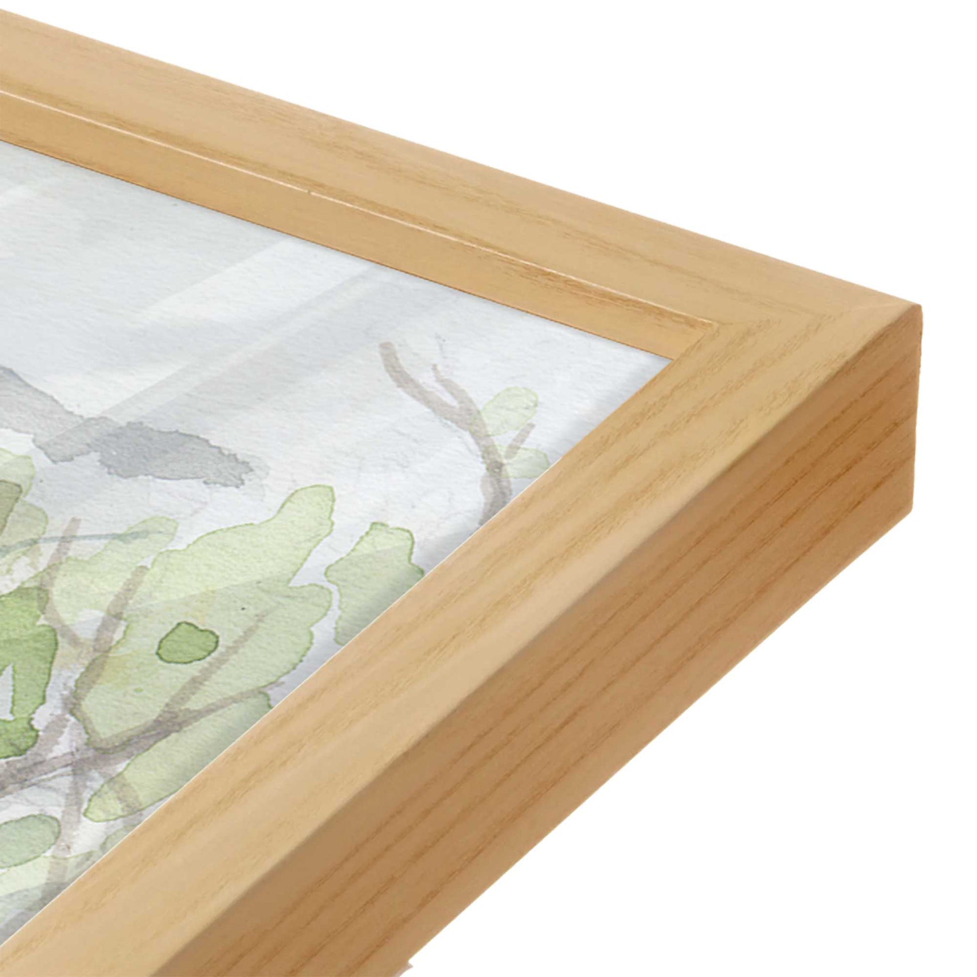 [Color:American Maple], Picture of art in a American Maple frame at an angle
