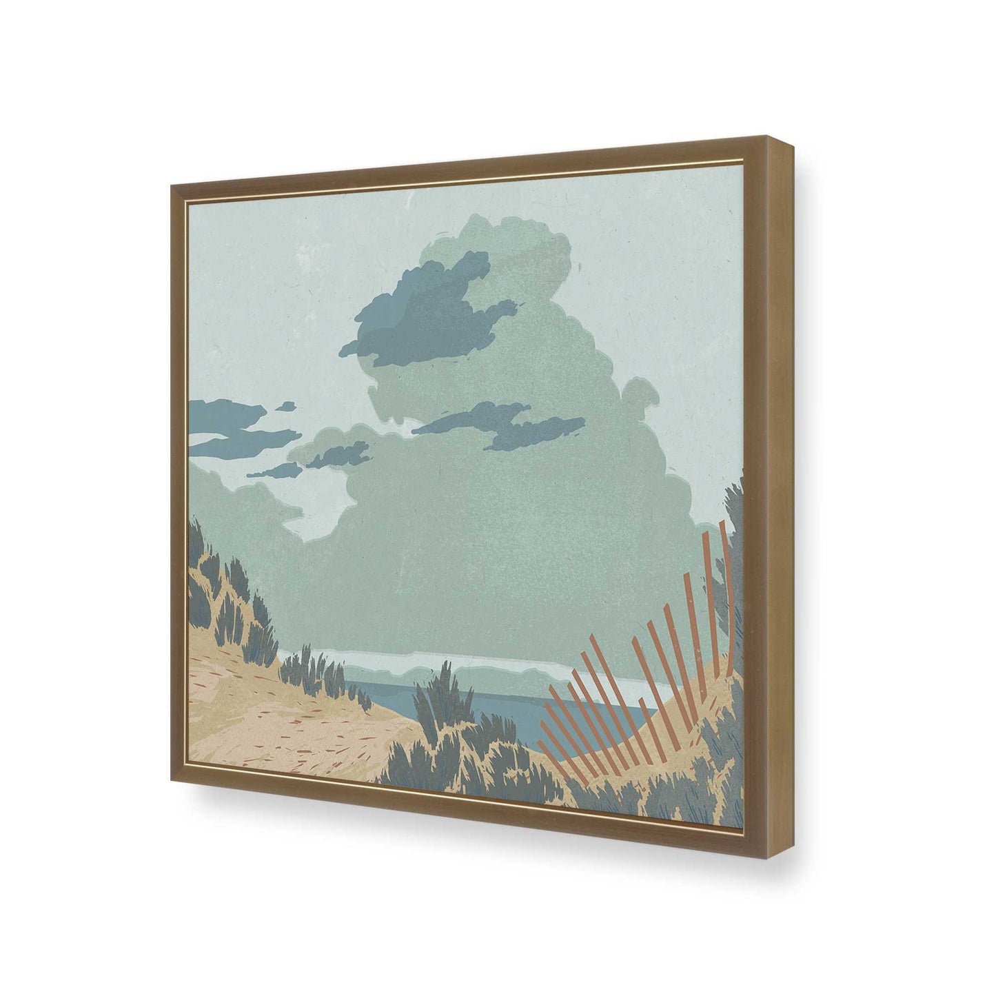 [Color:Brushed Gold], Picture of art in a Brushed Gold frame at an angle