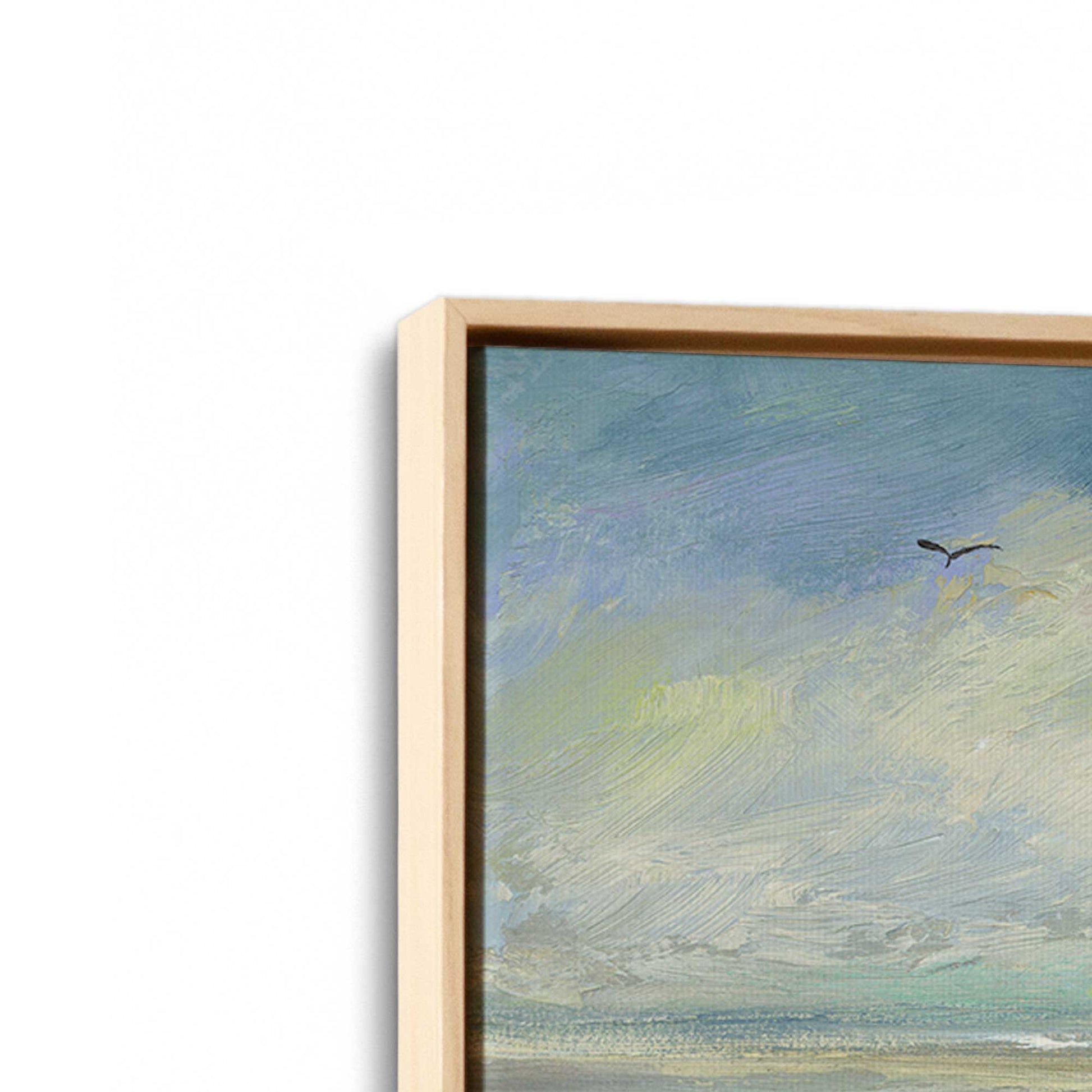 [Color:American Maple], Picture of art in a American Maple frame at an angle