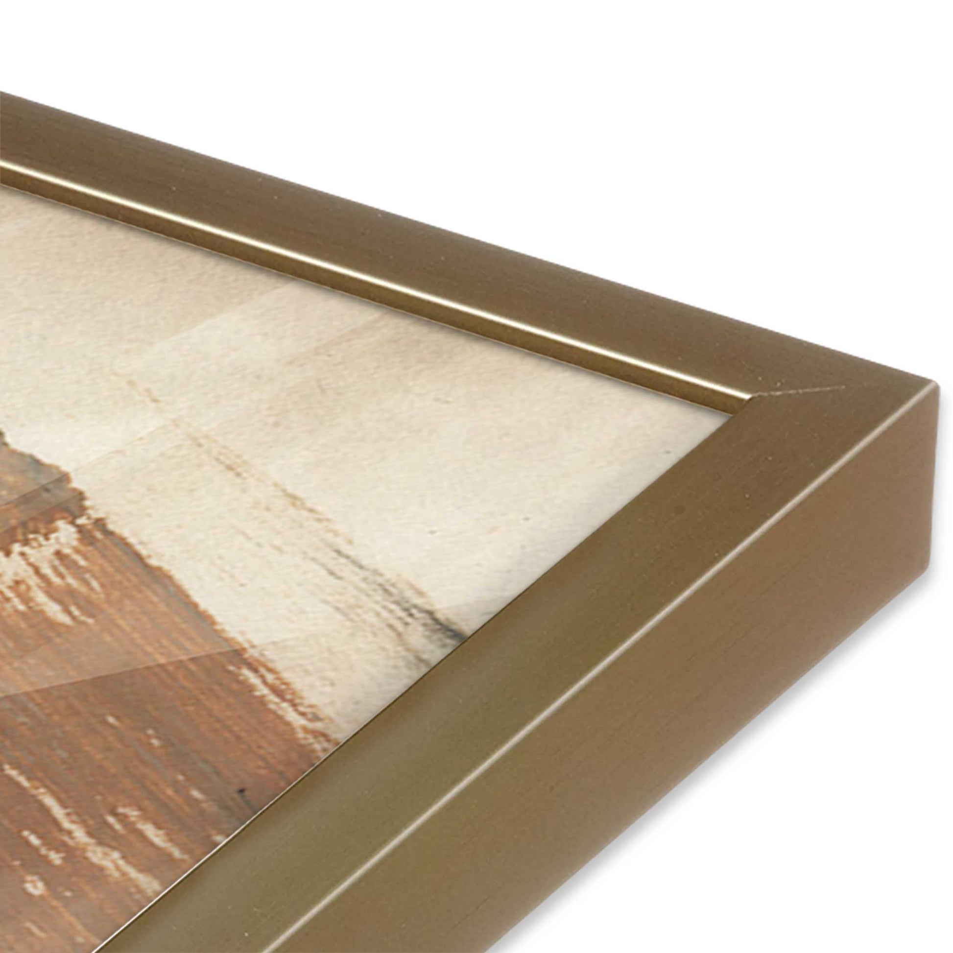[Color:Brushed Gold], Picture of art in a Brushed Gold frame at an angle