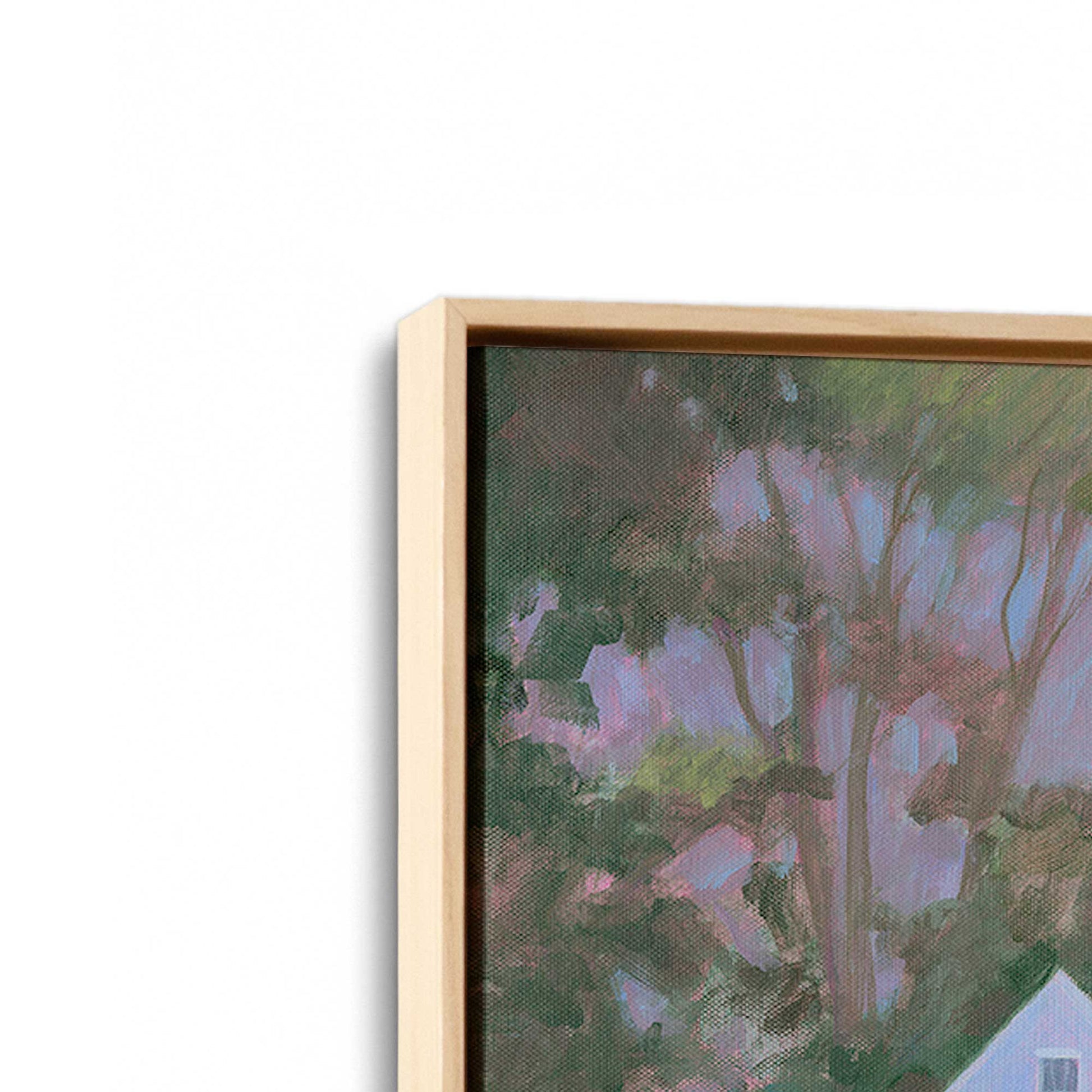 [Color:American Maple], Picture of art in a American Maple frame at an angle