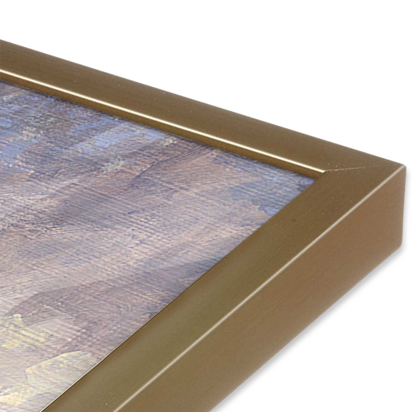 [Color:Brushed Gold], Picture of art in a Brushed Gold frame at an angle